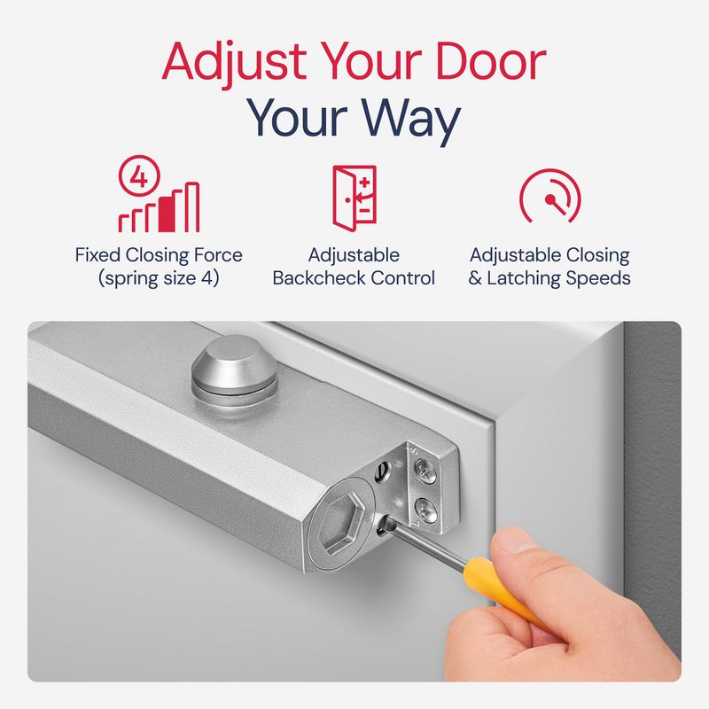 Lawrence Medium Duty Commercial Automatic Door Closer - Surface-Mounted Auto Door Closer for Home, Garage & Light Commercial Door Use - Embassy Series LH534 - Image 3